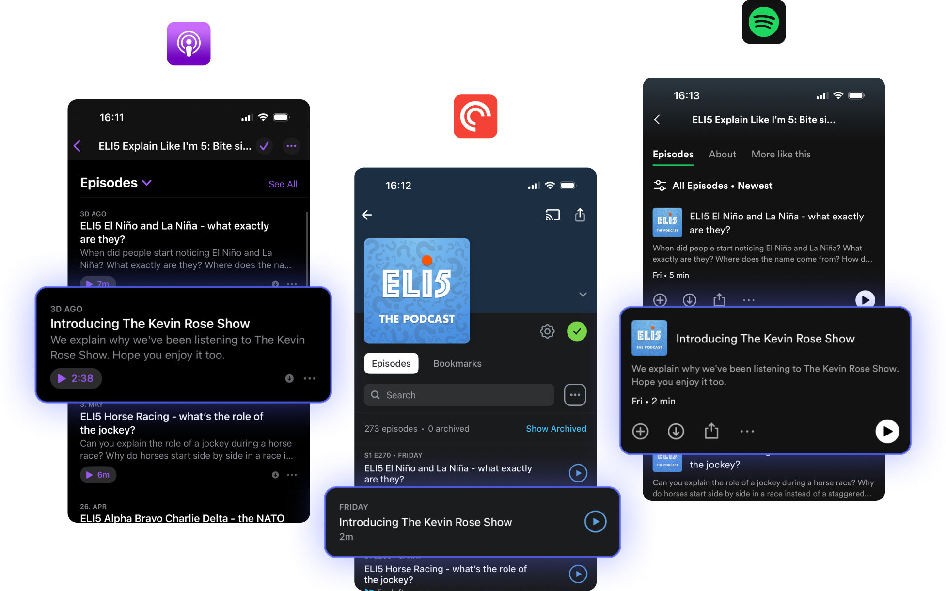 Introcast episodes in a podcast feed